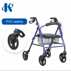 Aluminum Frame 4 Wheeled Four Wheel Walker With Seat Deluxe Design Heavy Duty Rollator KY 9146L - Image 3