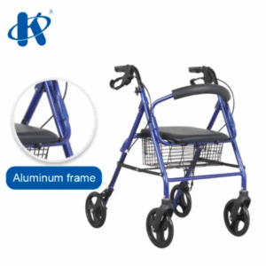 Aluminum Frame 4 Wheeled Four Wheel Walker With Seat Deluxe Design Heavy Duty Rollator KY 9146L - Image 4